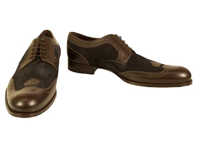 NWOTB Louis Vuitton Men's Black Suede & Brown Leather Oxfords Lace Up Shoes  8 ref.999587 - Joli Closet