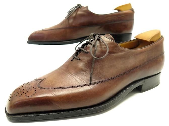 BERLUTI RICHELIEU SHOES 0794 flowered tip 4 carnations 7 41 Shoe trees Brown Leather  ref.999760