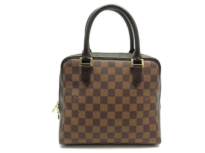 VINTAGE LOUIS VUITTON TRIANA N HANDBAG51155 CHECKED EBONY HAND BAG CANVAS Brown Leather  ref.999901