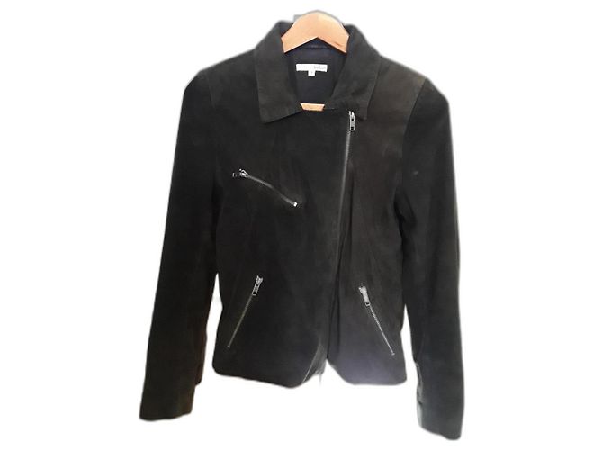 Ba&Sh Perfecto Biker Jacket Chocolate Suede