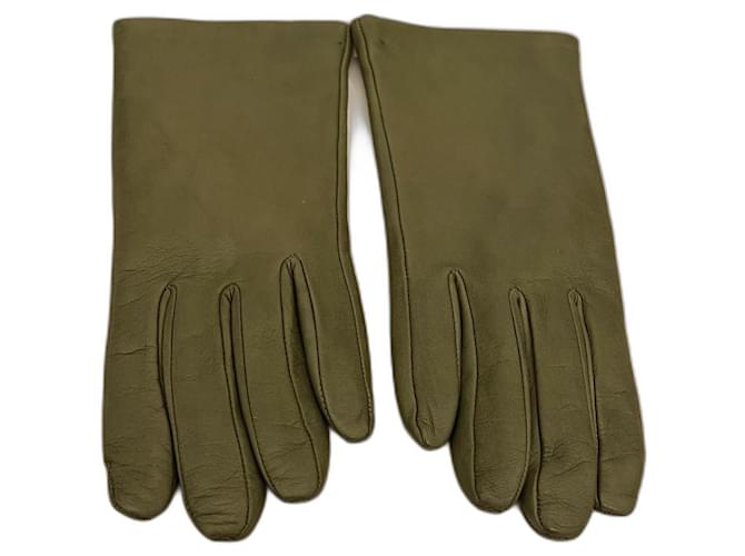 Autre Marque Gloves Khaki Leather  ref.1007589