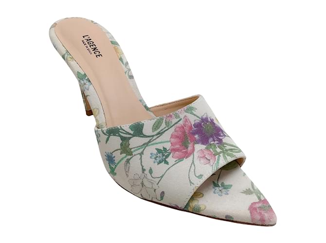 L'Agence Multi Floral Lolita Pointed Toe Slide Sandals Multiple colors Suede  ref.1009404