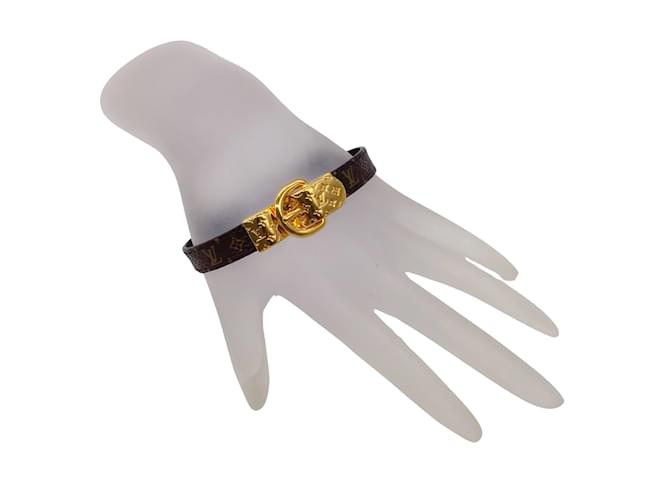 Louis Vuitton Brown / Gold Buckle Detail Fasten Your LV Monogram Canvas  Bracelet Leather ref.1009419 - Joli Closet