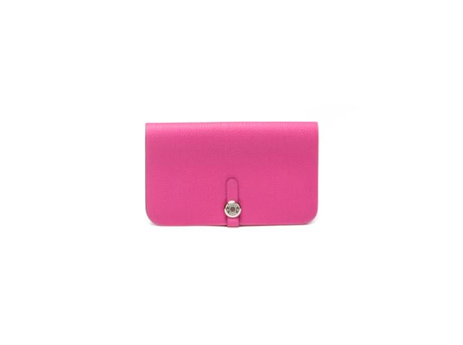 Hermès Dogon-Geldbörse Pink Leder Kalbähnliches Kalb  ref.1009491