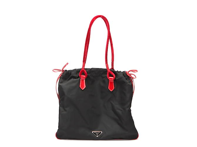 Prada Tessuto Drawstring Tote Bag Black Cloth  ref.1009503