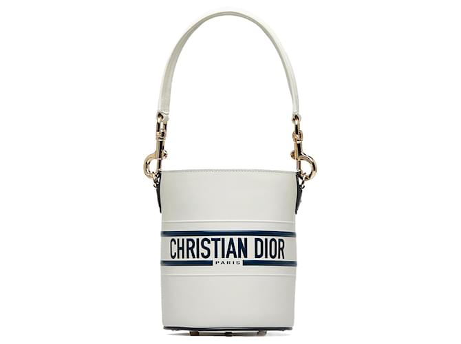 Dior White Small Vibe Drawstring Bucket Leather Pony-style calfskin  ref.1009578