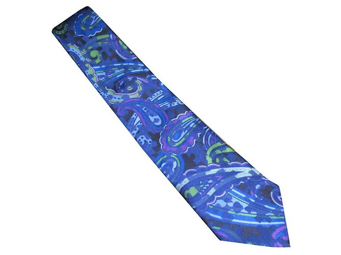 Cravatta Etro in seta blu viola e verde 