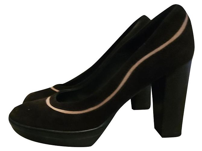 Tod's Pumps mit Blockabsatz Dunkelbraun Leder