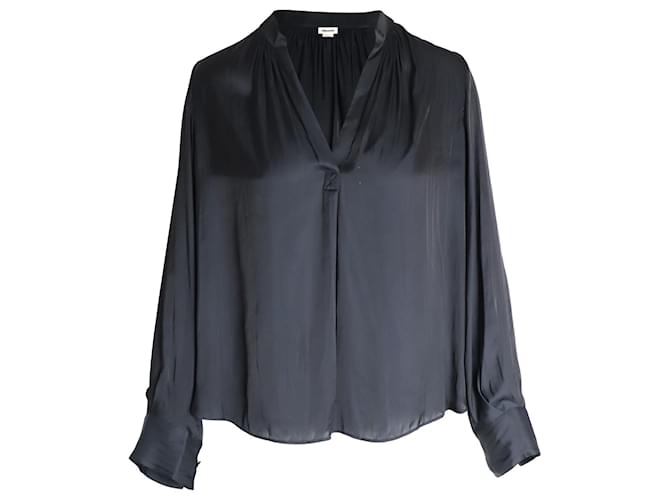 Satinierte Bluse mit V-Ausschnitt von Zadig & Voltaire aus schwarzem Polyester  ref.1009634