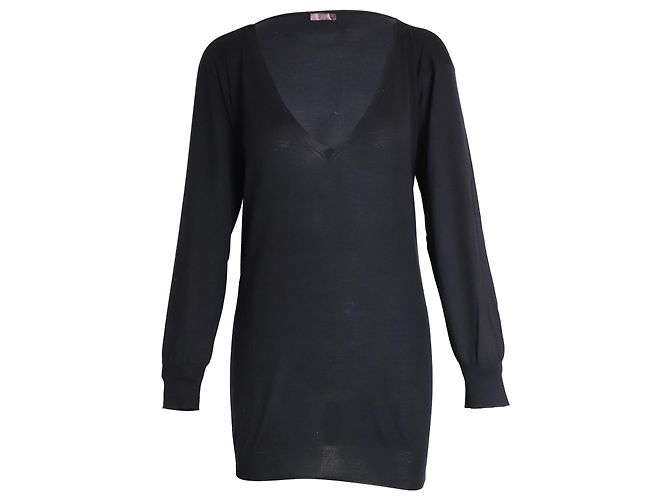 Stella Mc Cartney Stella McCartney Pull Col V en Soie Cachemire Noir
