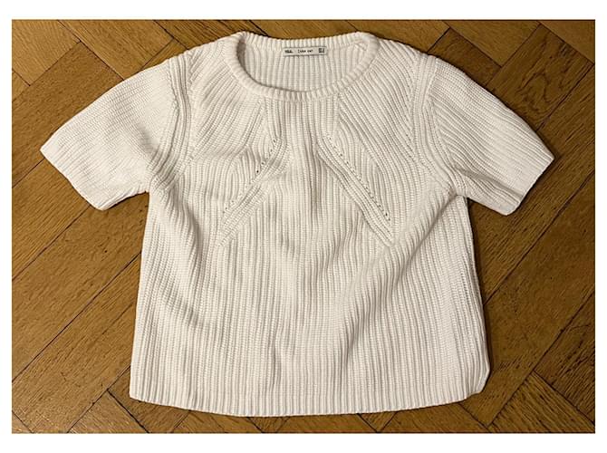 Zara Knitwear White Cotton  ref.1009697