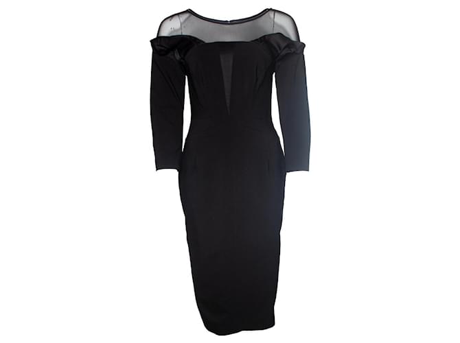 Karen Millen, Black dress with mesh Wool Joli Closet - Main Image