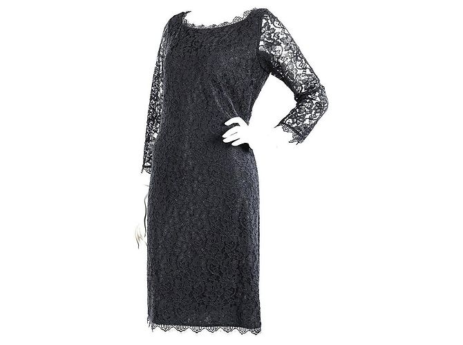 Diane Von Furstenberg DvF schwarzes Zarita Langes Spitzenkleid