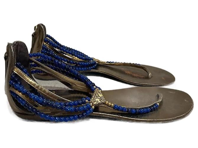 GIUSEPPE ZANOTTI  Sandals T.EU 39 leather Blue  ref.1009921
