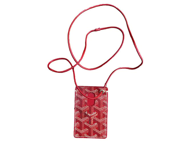 Goyard neck card holder Red Leather  ref.1009954