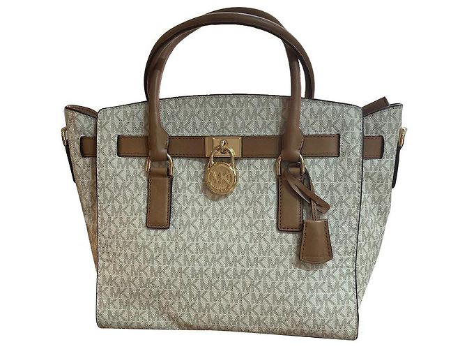 Michael Kors Hamilton Handtasche Creme Kunstpelz Roh