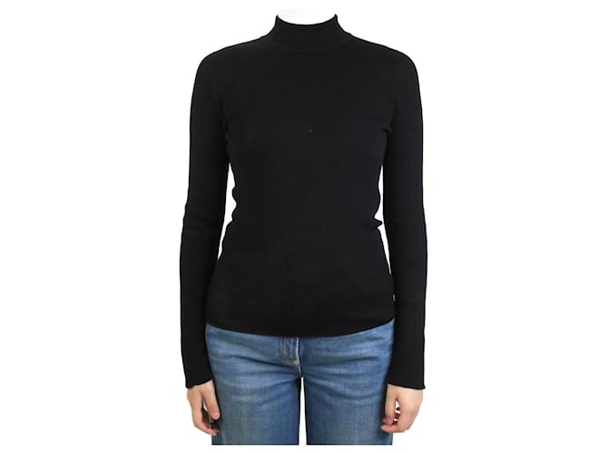 The row Black high-neck ribbed top - size M Silk  ref.1009975