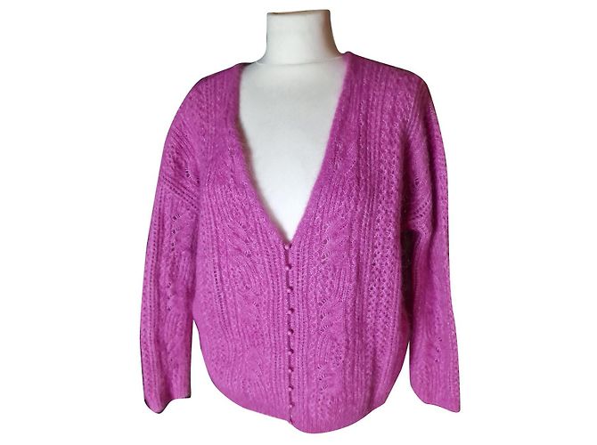 SéZane Suzana Strickjacke Baumwolle Fuchsia Fuschia