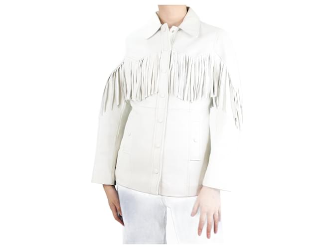 Ganni white fringe jacket sale