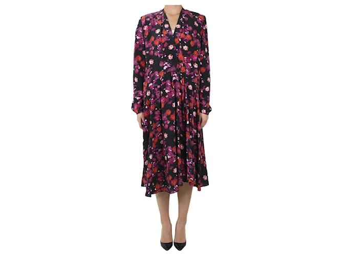Isabel Marant Vestido midi floral con hombros acolchados múltiples - talla UK 8 Multicolor Seda  ref.1010102