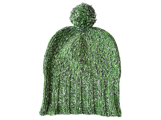 Hermès Vintage grüne Beanie-Mütze