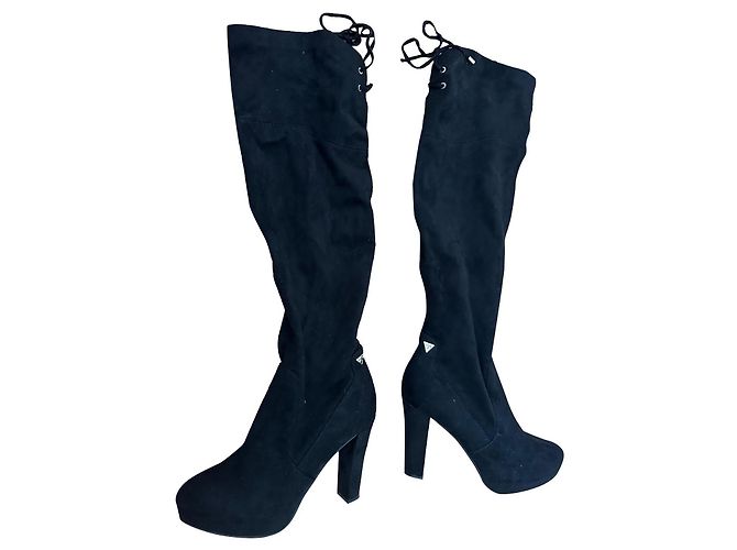 Botas Guess de camurça preta acima do joelho Preto