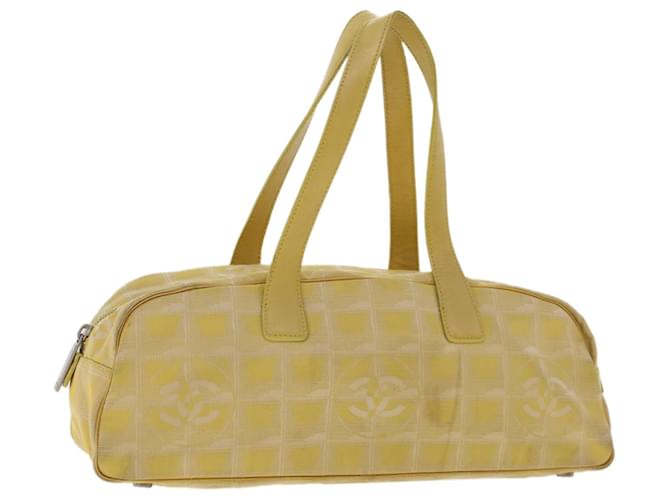 CHANEL New Travel Line Shoulder Bag Nylon Yellow CC Auth bs6822