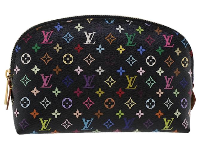 Clutch Bags Louis Vuitton Louis Vuitton Monogram Multicolor Pochette Cosmetic Black M47355 LV Auth yk7757