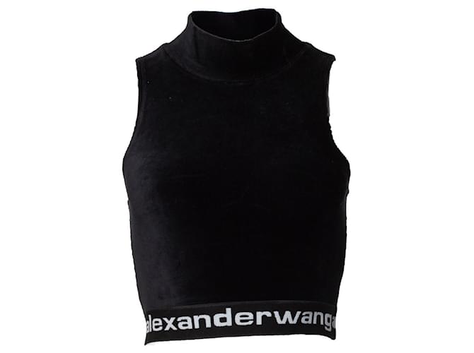 Autre Marque Alexander Wang, Stretch cord sleeveless mock neck Black Cotton  ref.1010314