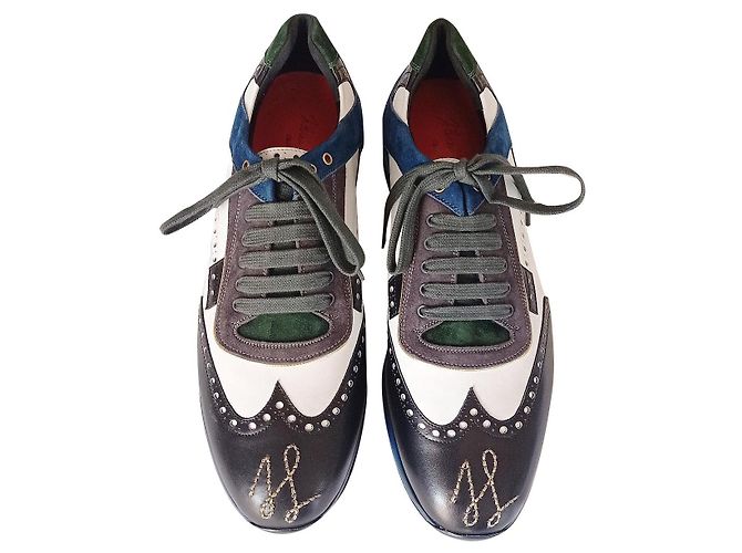 Silvano Lattanzi baskets à lacets Noir Blanc Gris Bleu clair