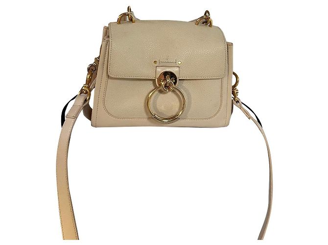 Chloé Tess Day mini bolso beige de piel