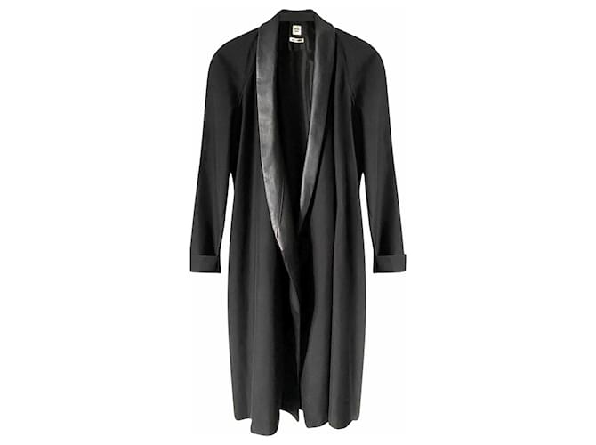 Hermès Black Silk Lambskin Oversize Coat Leather  ref.1010403