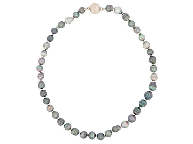 Autre Marque Halsketten 41 CLP-KREISTE TUAMOTU-TAHITI-PERLEN032P Silber 925 Perlenkette Mehrfarben  ref.1010541
