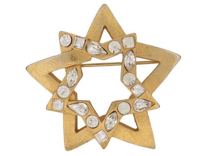 Other jewelry VINTAGE YVES SAINT LAURENT ETOILE BROOCH GOLD METAL AND STRASS STEEL BROOCH STAR Golden  ref.1010577