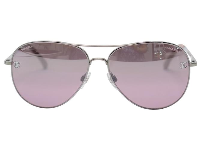 Chanel Aviator Interlocking CC Logo Sunglasses - Silver Sunglasses,  Accessories - CHA1036250 | The RealReal