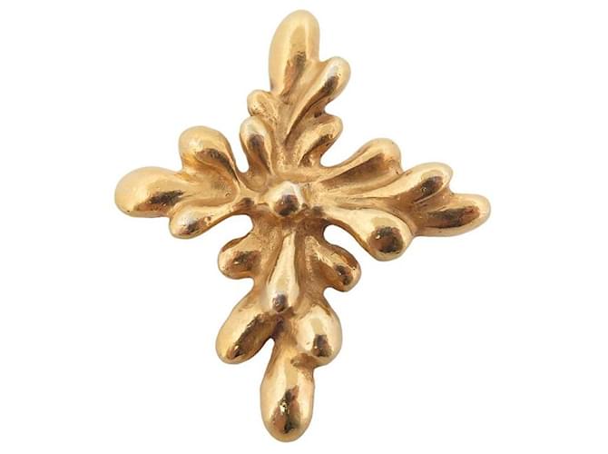 Other jewelry VINTAGE BROOCH CHRISTIAN LACROIX CROSS LEAF PM IN GOLD METAL GOLDEN BROOCH  ref.1010679