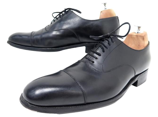 JM WESTON SAVILE SHOES 415 Richelieu 7 carnations 8D 42 BLACK LEATHER SHOES