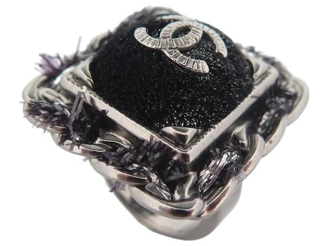 Rings Chanel Chanel CC Logo Square Ring Size 50 in Black Metal 2013 Black Ring