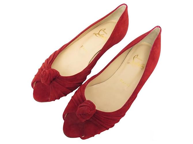 NEUF CHAUSSURES CHRISTIAN LOUBOUTIN LADY GRES BALLERINES 36.5 DAIM SHOES Suede Rouge  ref.1010709