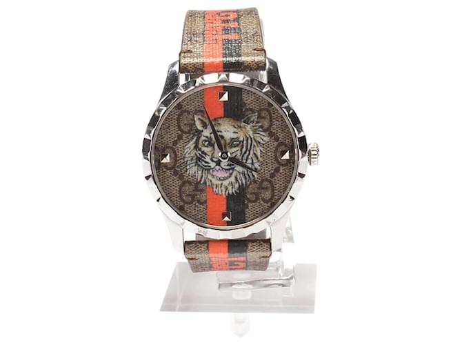 Gucci Montre-bracelet à quartz G-Timeless GG Supreme upperr Acier Métal Marron  ref.1010742