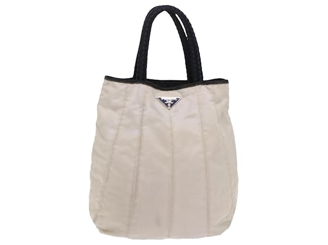 PRADA Hand Bag Nylon Ivory Auth 48756 Cream  ref.1011108
