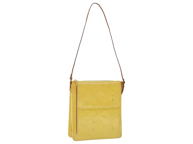 LOUIS VUITTON Monogram Vernis Motto Accessory Pouch Yellow M91159 LV Auth 48591 Patent leather  ref.1011171