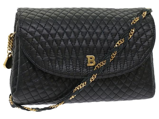 BALLY Quilted Chain Shoulder Bag Leather Navy Auth yk7929b Navy blue  ref.1011201