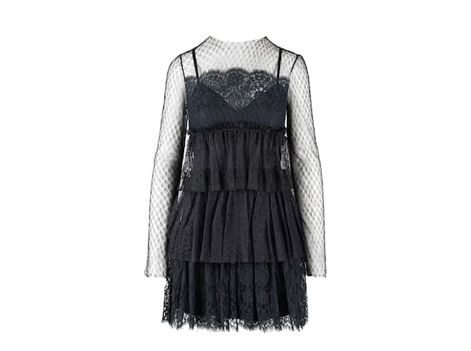 Dolce & Gabbana Pleated Lace Dress Black Polyamide  ref.1011241