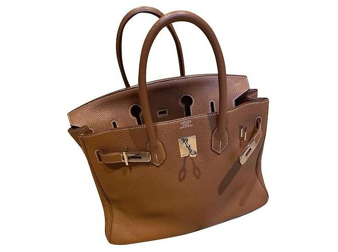 Bolsa de mão Hermès Birkin 35 em couro Cognac Conhaque