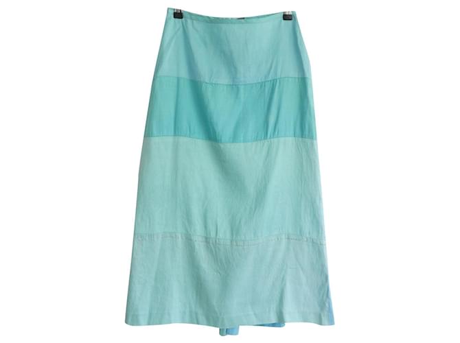 Autre Marque Dosa 2000s Vintage Crystal Trim Silk Skirt Turquoise  ref.1011326
