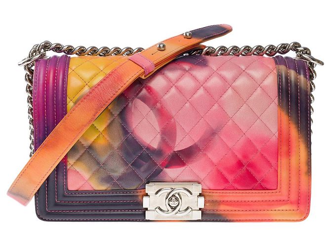 Le Boy Bolsa CHANEL Boy em couro multicolorido - 101355 Multicor