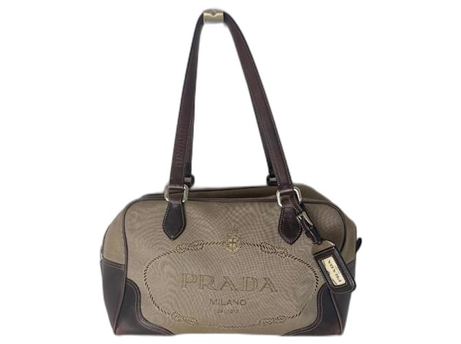Prada Vintage Handbag Beige Leather  ref.1011513