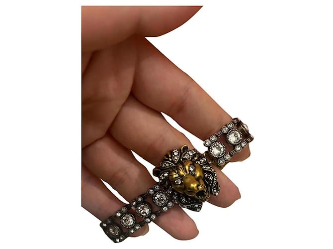 Collana girocollo Gucci Cristalli Testa di leone D'oro  ref.1011518