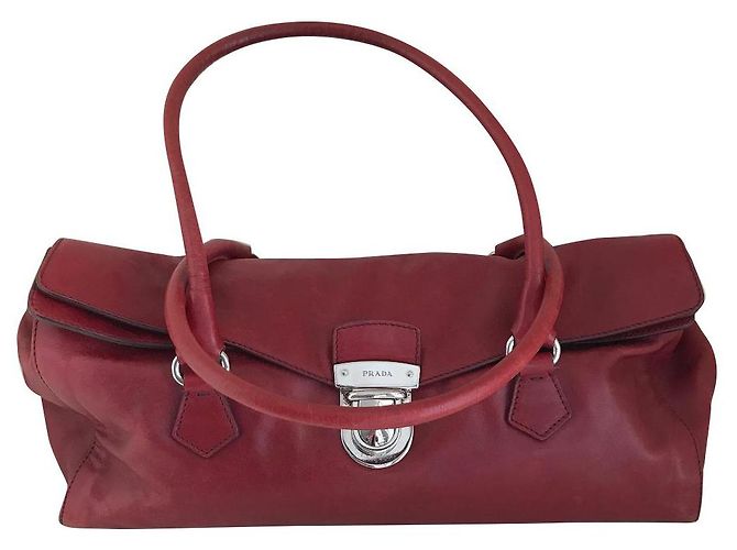 Vitello Prada Easy Handtasche aus Lammleder Dunkelrot Bordeaux